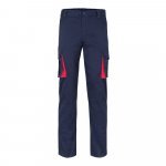 VL FIDES. Dvojfarebn&eacute; elastick&eacute; nohavice s viacer&yacute;mi vreckami (240 g/m&sup2;) z bavlny (46 %), EME (38 %) a polyesteru (16 %) - Modr&aacute;/Červen&aacute;