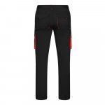 VL FIDES. Dvojfarebn&eacute; elastick&eacute; nohavice s viacer&yacute;mi vreckami (240 g/m&sup2;) z bavlny (46 %), EME (38 %) a polyesteru (16 %) - Čierna/Červen&aacute;