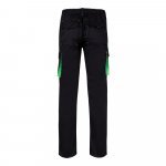 VL FIDES. Dvojfarebn&eacute; elastick&eacute; nohavice s viacer&yacute;mi vreckami (240 g/m&sup2;) z bavlny (46 %), EME (38 %) a polyesteru (16 %) - Čierna/Zelen&aacute;