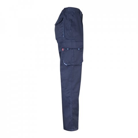 VL FIDES. Dvojfarebn&eacute; elastick&eacute; nohavice s viacer&yacute;mi vreckami (240 g/m&sup2;) z bavlny (46 %), EME (38 %) a polyesteru (16 %) - Modr&aacute;/Svetlomodr&aacute;