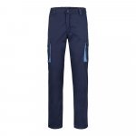 VL FIDES. Dvojfarebn&eacute; elastick&eacute; nohavice s viacer&yacute;mi vreckami (240 g/m&sup2;) z bavlny (46 %), EME (38 %) a polyesteru (16 %) - Modr&aacute;/Svetlomodr&aacute;