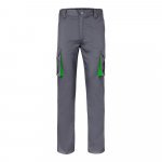 VL FIDES. Dvojfarebn&eacute; elastick&eacute; nohavice s viacer&yacute;mi vreckami (240 g/m&sup2;) z bavlny (46 %), EME (38 %) a polyesteru (16 %) - Siv&aacute;/Zelen&aacute;