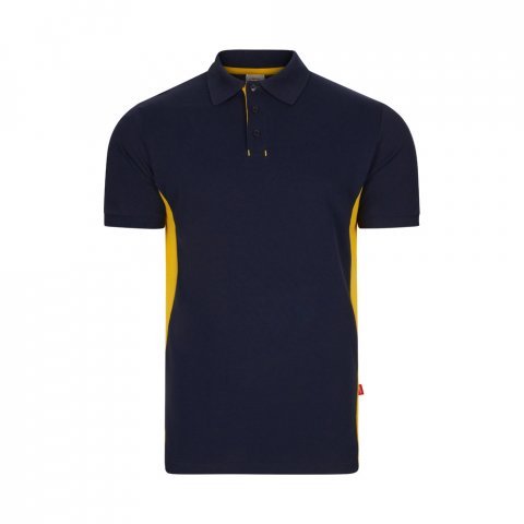 VL SUPAY. Dvojfarebn&aacute; pik&eacute; poloko&scaron;eľa (180 g/m&sup2;) s kr&aacute;tkym ruk&aacute;vom, z bavlny (60 %) a polyesteru (40 %) - Modr&aacute;/Žlt&aacute;