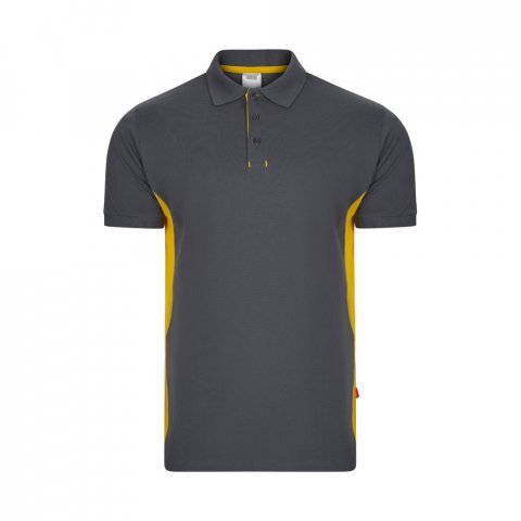 VL SUPAY. Dvojfarebn&aacute; pik&eacute; poloko&scaron;eľa (180 g/m&sup2;) s kr&aacute;tkym ruk&aacute;vom, z bavlny (60 %) a polyesteru (40 %) - Siv&aacute;/Žlt&aacute;