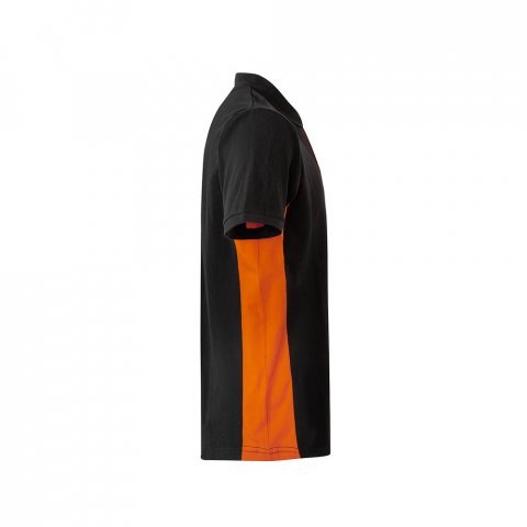 VL SUPAY. Dvojfarebn&aacute; pik&eacute; poloko&scaron;eľa (180 g/m&sup2;) s kr&aacute;tkym ruk&aacute;vom, z bavlny (60 %) a polyesteru (40 %) - Čierna/Oranžov&aacute;