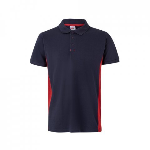 VL SUPAY. Dvojfarebn&aacute; pik&eacute; poloko&scaron;eľa (180 g/m&sup2;) s kr&aacute;tkym ruk&aacute;vom, z bavlny (60 %) a polyesteru (40 %) - Modr&aacute;/Červen&aacute;