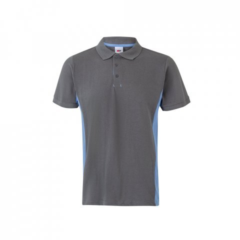 VL SUPAY. Dvojfarebn&aacute; pik&eacute; poloko&scaron;eľa (180 g/m&sup2;) s kr&aacute;tkym ruk&aacute;vom, z bavlny (60 %) a polyesteru (40 %) - Siv&aacute;/Svetlomodr&aacute;