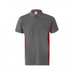 VL SUPAY. Dvojfarebn&aacute; pik&eacute; poloko&scaron;eľa (180 g/m&sup2;) s kr&aacute;tkym ruk&aacute;vom, z bavlny (60 %) a polyesteru (40 %) - Siv&aacute;/Červen&aacute;