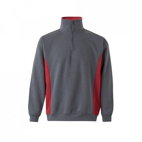 VL SVAROG. Hanorac bicolor din terry (260 g/m&sup2;), din poliester (65%) și bumbac (35%) - Gri/Roșu