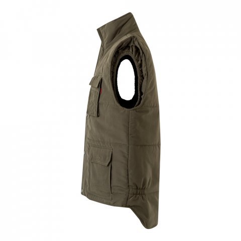 VL MEFITIS. Multi-pocket padded vest (220g/m&sup2;), in polyester (100%) - Army green