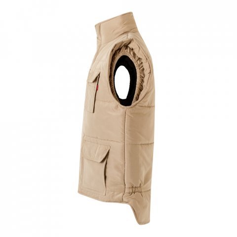 VL MEFITIS. Multi-pocket padded vest (220g/m&sup2;), in polyester (100%) - Light natural