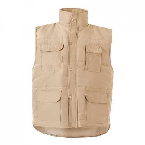 VL MEFITIS. Multi-pocket padded vest (220g/m&sup2;), in polyester (100%) - Light natural