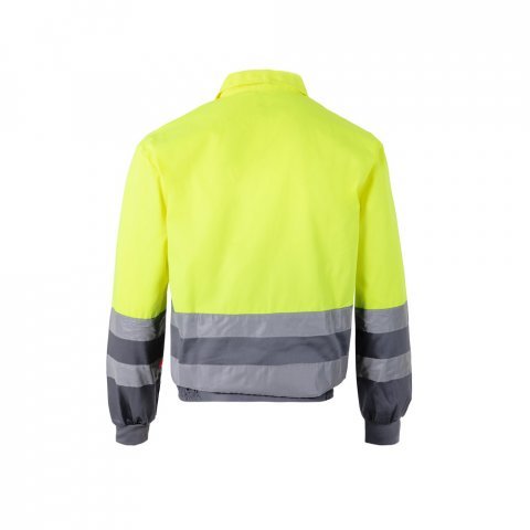 VL NEPTUNE. Casaco bicolor de sarja (210g/m&sup2;) em poli&eacute;ster (80%) e algod&atilde;o (20%) - Cinzento/Amarelo