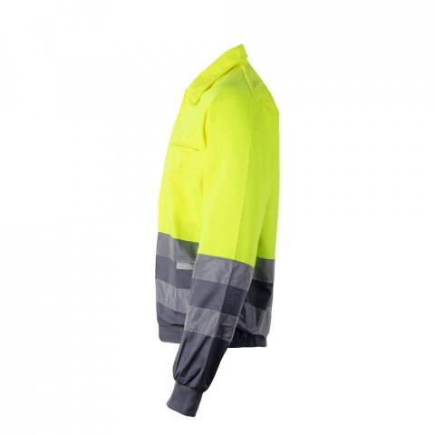 VL NEPTUNE. Casaco bicolor de sarja (210g/m&sup2;) em poli&eacute;ster (80%) e algod&atilde;o (20%) - Cinzento/Amarelo