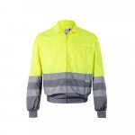 VL NEPTUNE. Casaco bicolor de sarja (210g/m&sup2;) em poli&eacute;ster (80%) e algod&atilde;o (20%) - Cinzento/Amarelo
