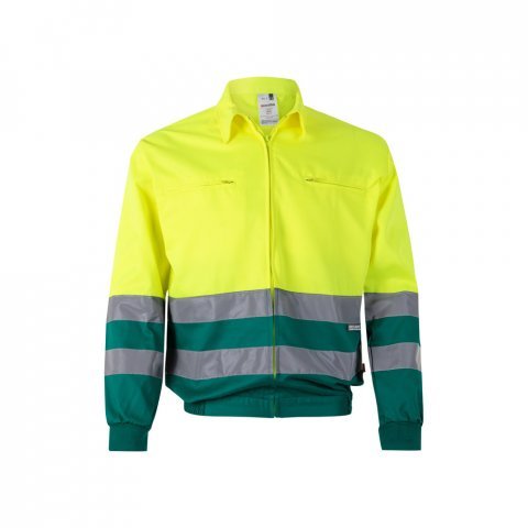 VL NEPTUNE. Casaco bicolor de sarja (210g/m&sup2;) em poli&eacute;ster (80%) e algod&atilde;o (20%) - Verde/Amarelo