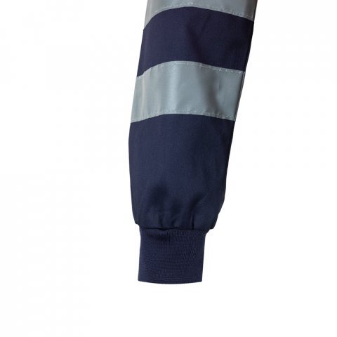 VL NEPTUNE. Casaco bicolor de sarja (210g/m&sup2;) em poli&eacute;ster (80%) e algod&atilde;o (20%) - Azul marinho/Laranja