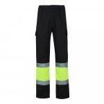 VL POSEIDON. Pantaloni din twill bicolor cu buzunare multiple (210 g/m&sup2;), din bumbac (20%) și poliester (80%) - Negru/Galben