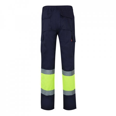 VL POSEIDON. Pantaloni din twill bicolor cu buzunare multiple (210 g/m&sup2;), din bumbac (20%) și poliester (80%) - Albastru/Galben