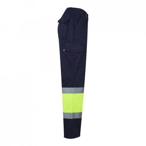 VL POSEIDON. Pantaloni din twill bicolor cu buzunare multiple (210 g/m&sup2;), din bumbac (20%) și poliester (80%) - Albastru/Galben