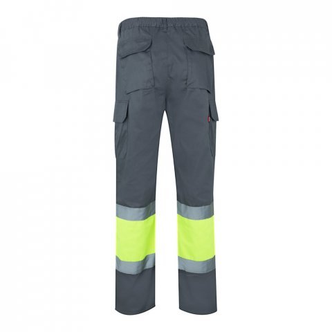 VL POSEIDON. Pantaloni din twill bicolor cu buzunare multiple (210 g/m&sup2;), din bumbac (20%) și poliester (80%) - Gri/Galben