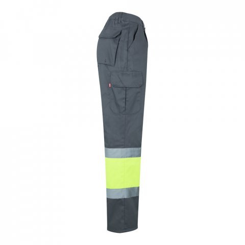 VL POSEIDON. Pantaloni din twill bicolor cu buzunare multiple (210 g/m&sup2;), din bumbac (20%) și poliester (80%) - Gri/Galben