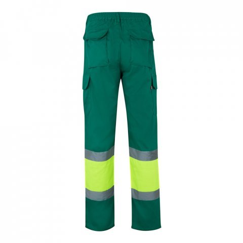 VL POSEIDON. Pantaloni din twill bicolor cu buzunare multiple (210 g/m&sup2;), din bumbac (20%) și poliester (80%) - Verde/Galben
