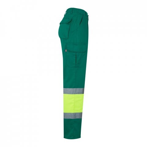 VL POSEIDON. Pantaloni din twill bicolor cu buzunare multiple (210 g/m&sup2;), din bumbac (20%) și poliester (80%) - Verde/Galben