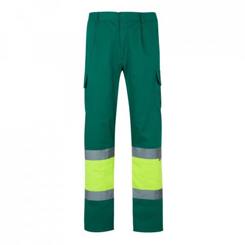 VL POSEIDON. Pantaloni din twill bicolor cu buzunare multiple (210 g/m&sup2;), din bumbac (20%) și poliester (80%) - Verde/Galben