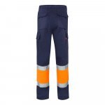 VL POSEIDON. Pantaloni din twill bicolor cu buzunare multiple (210 g/m&sup2;), din bumbac (20%) și poliester (80%) - Albastru/Portocaliu