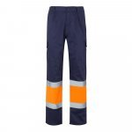 VL POSEIDON. Pantaloni din twill bicolor cu buzunare multiple (210 g/m&sup2;), din bumbac (20%) și poliester (80%) - Albastru/Portocaliu