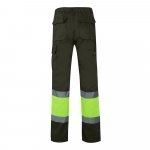 VL POSEIDON. Pantaloni din twill bicolor cu buzunare multiple (210 g/m&sup2;), din bumbac (20%) și poliester (80%) - Verde armată/Galben