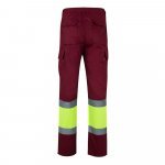 VL POSEIDON. Pantaloni din twill bicolor cu buzunare multiple (210 g/m&sup2;), din bumbac (20%) și poliester (80%) - Burgundia/Galben