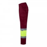 VL POSEIDON. Pantaloni din twill bicolor cu buzunare multiple (210 g/m&sup2;), din bumbac (20%) și poliester (80%) - Burgundia/Galben