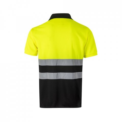 VL CUPID. Polo bicolor ojo de p&aacute;jaro (160g/m&sup2;) con manga corta, en poli&eacute;ster (100%) - Negro/Amarillo