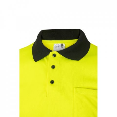 VL CUPID. Polo bicolor ojo de p&aacute;jaro (160g/m&sup2;) con manga corta, en poli&eacute;ster (100%) - Negro/Amarillo