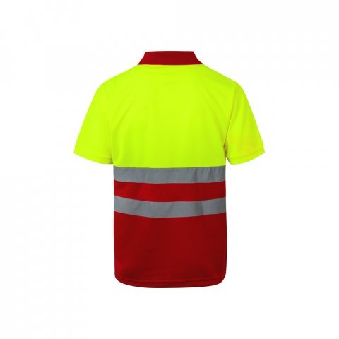 VL CUPID. Polo bicolor ojo de p&aacute;jaro (160g/m&sup2;) con manga corta, en poli&eacute;ster (100%) - Rojo/Amarillo