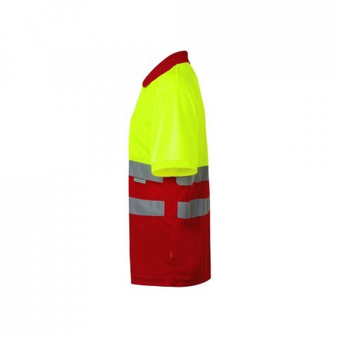 VL CUPID. Polo bicolor ojo de p&aacute;jaro (160g/m&sup2;) con manga corta, en poli&eacute;ster (100%) - Rojo/Amarillo