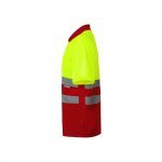 VL CUPID. Polo bicolor ojo de p&aacute;jaro (160g/m&sup2;) con manga corta, en poli&eacute;ster (100%) - Rojo/Amarillo