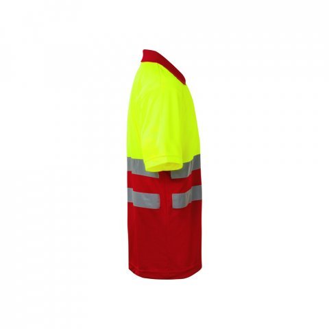 VL CUPID. Polo bicolor ojo de p&aacute;jaro (160g/m&sup2;) con manga corta, en poli&eacute;ster (100%) - Rojo/Amarillo