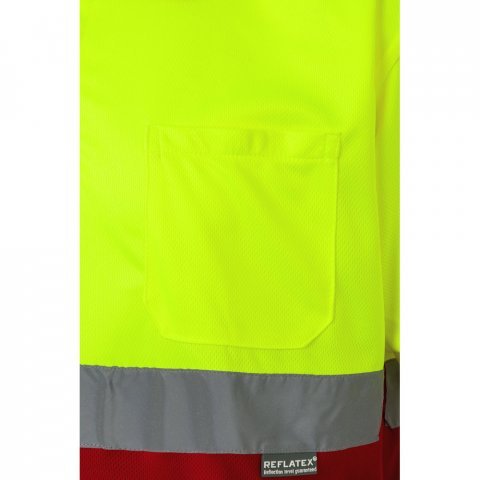 VL CUPID. Polo bicolor ojo de p&aacute;jaro (160g/m&sup2;) con manga corta, en poli&eacute;ster (100%) - Rojo/Amarillo