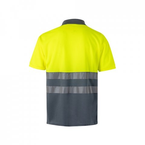 VL CUPID. Polo bicolor ojo de p&aacute;jaro (160g/m&sup2;) con manga corta, en poli&eacute;ster (100%) - Gris/Amarillo