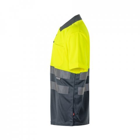 VL CUPID. Polo bicolor ojo de p&aacute;jaro (160g/m&sup2;) con manga corta, en poli&eacute;ster (100%) - Gris/Amarillo