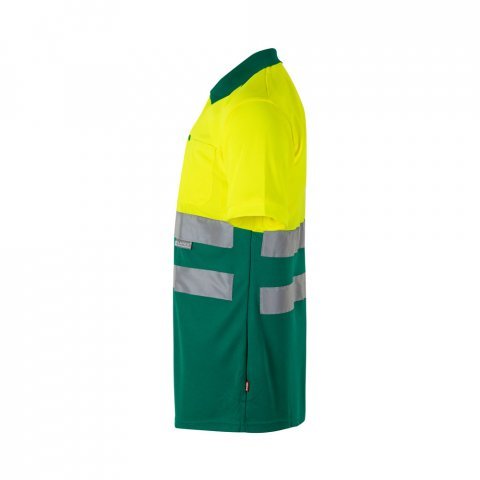 VL CUPID. Polo bicolor ojo de p&aacute;jaro (160g/m&sup2;) con manga corta, en poli&eacute;ster (100%) - Verde/Amarillo