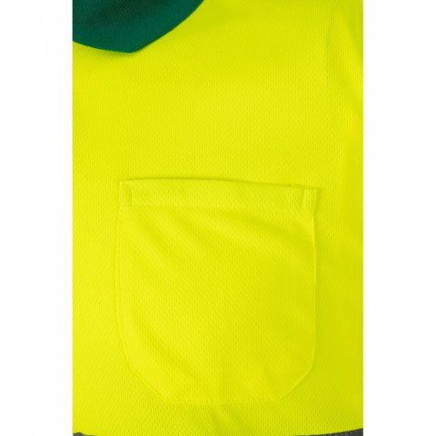 VL CUPID. Polo bicolor ojo de p&aacute;jaro (160g/m&sup2;) con manga corta, en poli&eacute;ster (100%) - Verde/Amarillo