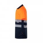 VL CUPID. Polo bicolor ojo de p&aacute;jaro (160g/m&sup2;) con manga corta, en poli&eacute;ster (100%) - Azul marino/Naranja