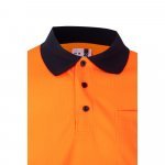 VL CUPID. Polo bicolor ojo de p&aacute;jaro (160g/m&sup2;) con manga corta, en poli&eacute;ster (100%) - Azul marino/Naranja