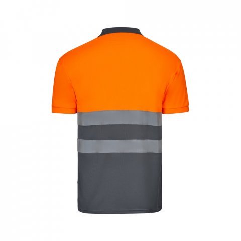 VL CUPID. Polo bicolor ojo de p&aacute;jaro (160g/m&sup2;) con manga corta, en poli&eacute;ster (100%) - Gris/Naranja