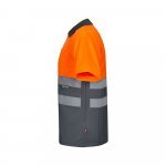 VL CUPID. Polo bicolor ojo de p&aacute;jaro (160g/m&sup2;) con manga corta, en poli&eacute;ster (100%) - Gris/Naranja