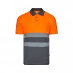 VL CUPID. Polo bicolor ojo de p&aacute;jaro (160g/m&sup2;) con manga corta, en poli&eacute;ster (100%) - Gris/Naranja